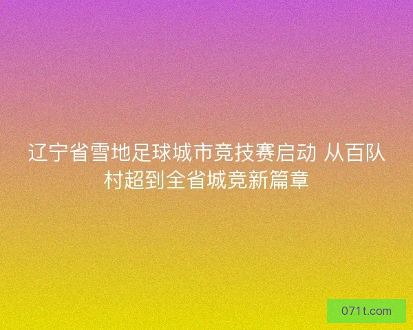 辽宁省雪地足球城市竞技赛启动 从百队村超到全省城竞新篇章 辽宁省雪地足球城市竞技赛启动 从百队村超到全省城竞新篇章